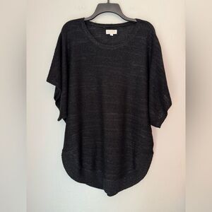 Mud Pie Womens Scoopneck Black Sparkle Sweater - Size M/L